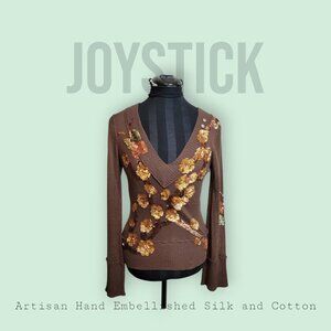 Joystick Hand-Embroidered Silk Cotton Sweater | Size S